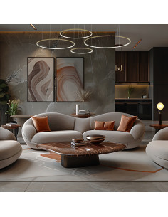 Milagro Saturno Gold — Złota lampa pierścieniowa LED 120W 220 cm do jadalni i salonu, regulowana wysokość