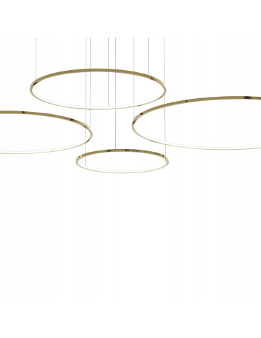 Milagro Saturno Gold — Złota lampa pierścieniowa LED 120W 220 cm do jadalni i salonu, regulowana wysokość