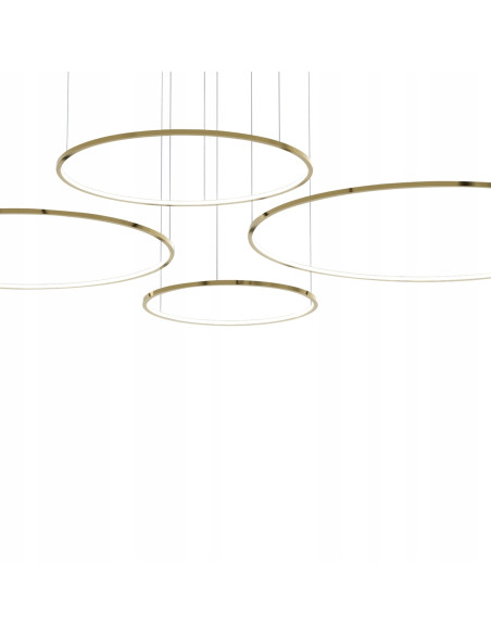 Milagro Saturno Gold — Złota lampa pierścieniowa LED 120W 220 cm do jadalni i salonu, regulowana wysokość