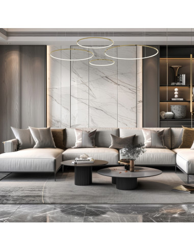 Milagro Saturno Gold — Złota lampa pierścieniowa LED 120W 220 cm do jadalni i salonu, regulowana wysokość