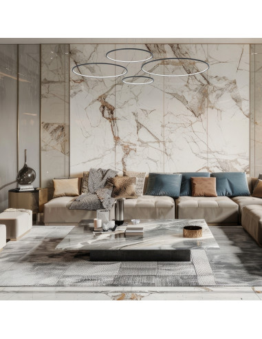 Nowoczesna wisząca lampa RINGI SATURNO 4 pierścienie 120/100/80/60 cm czarna LED 120W 5400 lm regulowana wysokość