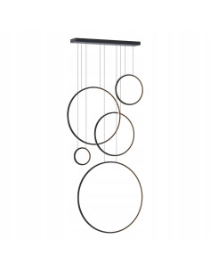 Lampa wisząca SATURNO 5 Ringi LED 100W czarna regulowana 120–350 cm – nowoczesna dekoracyjna do klatki schodowej 2