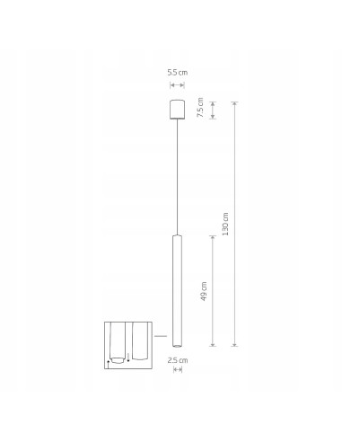 Nowodvorski LASER 490 – wisząca lampa kuchenna czarna, cylinder G9, regulowana wysokość do 130 cm
