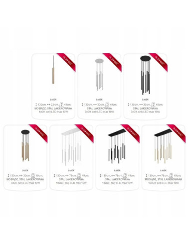 Nowodvorski LASER 490 – wisząca lampa kuchenna czarna, cylinder G9, regulowana wysokość do 130 cm