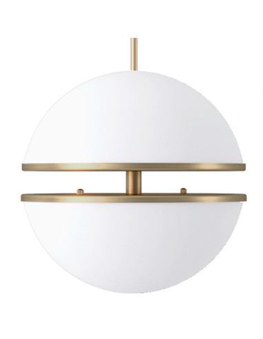 Lampa wisząca SFERA złota z mlecznym kloszem LED 12W – designerska kula 20 cm, regulowana wysokość