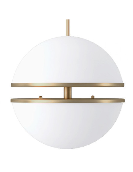 Lampa wisząca SFERA złota z mlecznym kloszem LED 12W – designerska kula 20 cm, regulowana wysokość