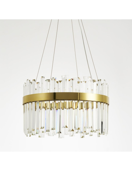 Lampa wisząca ROYAL Glamour z kryształami K9 i złotą obręczą LED 52W 50 cm — idealna nad wyspę kuchenną