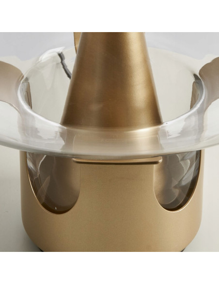 Lampa stołowa FATA złota z przydymionym szklanym kloszem Ø35 cm E27 idealna do sypialni i hotelu