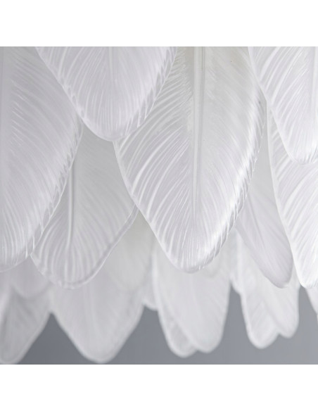 Lampa wisząca PIUMA LONG 100 cm z kryształowymi piórkami – biało-złota, 10-punktowa, LED