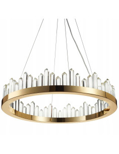 Lampa wisząca LUSSO RING 60 cm złoty połysk z kryształowym efektem LED 3000K regulowana do 200 cm