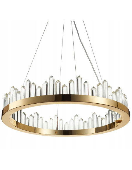 Lampa wisząca LUSSO RING 60 cm złoty połysk z kryształowym efektem LED 3000K regulowana do 200 cm