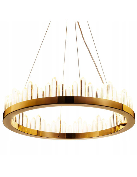 Lampa wisząca LUSSO RING 60 cm złoty połysk z kryształowym efektem LED 3000K regulowana do 200 cm