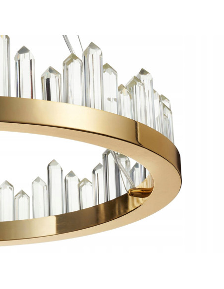 Lampa wisząca LUSSO RING 60 cm złoty połysk z kryształowym efektem LED 3000K regulowana do 200 cm