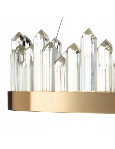 Lampa wisząca LUSSO RING 60 cm złoty połysk z kryształowym efektem LED 3000K regulowana do 200 cm