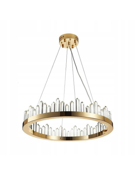 Lampa wisząca LUSSO RING 60 cm złoty połysk z kryształowym efektem LED 3000K regulowana do 200 cm