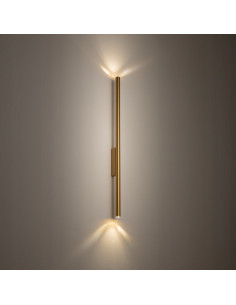 Nowodvorski LASER 11814 – złota nowoczesna lampa ścienna G9, 2-punktowa, długa rurka, idealna do korytarza/glamour