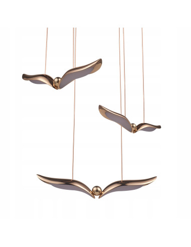 Lampa wisząca GUFO 3 LED różowe złoto z motylkami regulowana 20–220 cm 1600 lm glamour