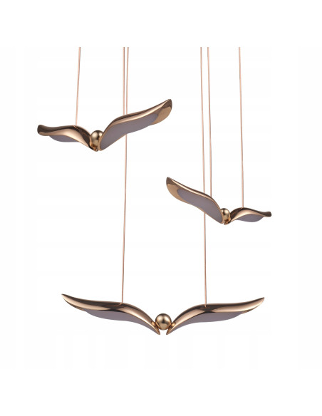 Lampa wisząca GUFO 3 LED różowe złoto z motylkami regulowana 20–220 cm 1600 lm glamour