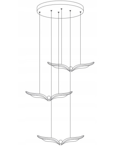 Lampa wisząca GUFO 3 LED różowe złoto z motylkami regulowana 20–220 cm 1600 lm glamour