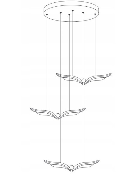 Lampa wisząca GUFO 3 LED różowe złoto z motylkami regulowana 20–220 cm 1600 lm glamour