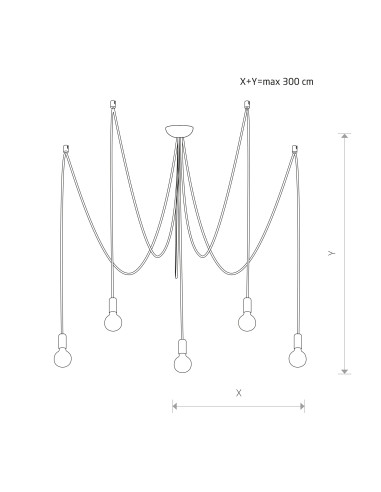 Nowodvorski SPIDER lampa wisząca 5-punktowa E27 300cm biały minimalistyczny/loft