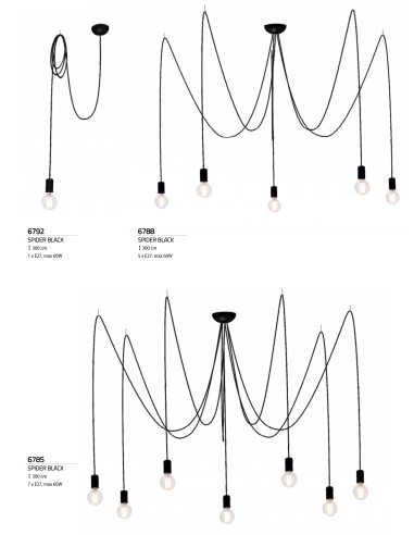 Nowodvorski SPIDER 6792 — Czarna minimalistyczna lampa wisząca E27, 1-punktowa, metalowa, 300 mm