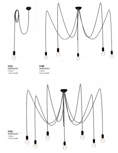 Nowodvorski SPIDER lampa wisząca 7xE27 czarna nowoczesna regulowana wys. do 300 cm