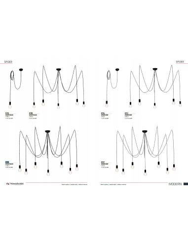 Nowodvorski SPIDER lampa wisząca 7xE27 czarna nowoczesna regulowana wys. do 300 cm