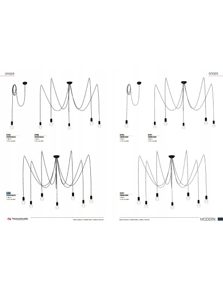Nowodvorski SPIDER lampa wisząca 7xE27 czarna nowoczesna regulowana wys. do 300 cm