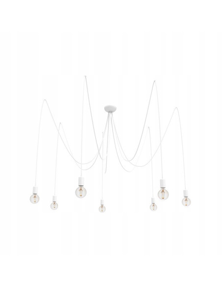 Nowodvorski SPIDER WHITE VII — Lampa wisząca 7-punktowa E27, biały loft-industrial, kable w oplocie 3m