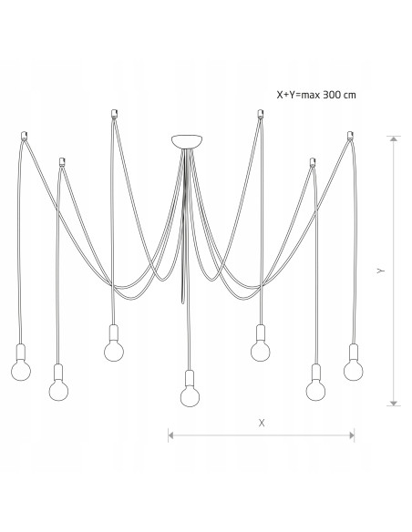 Nowodvorski SPIDER WHITE VII — Lampa wisząca 7-punktowa E27, biały loft-industrial, kable w oplocie 3m