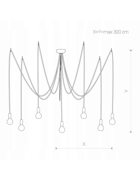 Nowodvorski SPIDER WHITE VII — Lampa wisząca 7-punktowa E27, biały loft-industrial, kable w oplocie 3m