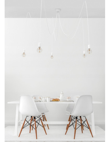 Nowoczesna lampa wisząca SPIDER BLACK V 5-punktowa czarna E27, kable w oplocie 300 cm