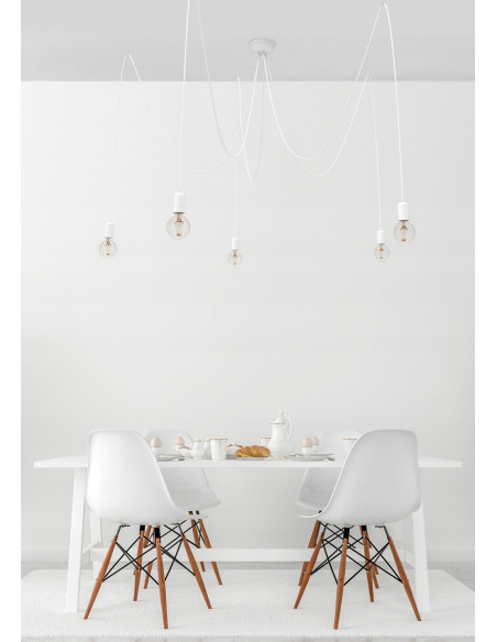 Nowoczesna lampa wisząca SPIDER BLACK V 5-punktowa czarna E27, kable w oplocie 300 cm