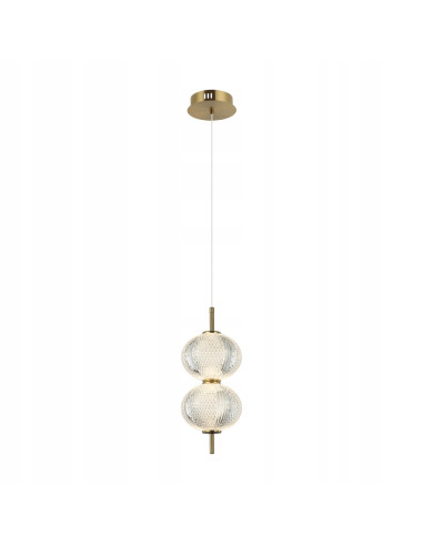 Italux LAZIE Lampa wisząca 2-pkt złota z ryflowanymi szklanymi kloszami LED 3000K 140 cm