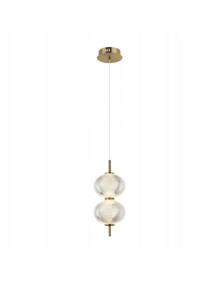 Italux LAZIE Lampa wisząca 2-pkt złota z ryflowanymi szklanymi kloszami LED 3000K 140 cm