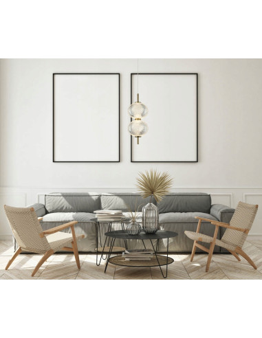 Italux LAZIE Lampa wisząca 2-pkt złota z ryflowanymi szklanymi kloszami LED 3000K 140 cm