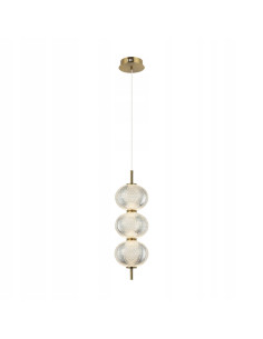 Italux LAZIE — Złota lampa wisząca kryształowa 3-punktowa LED 152 cm do salonu i sypialni