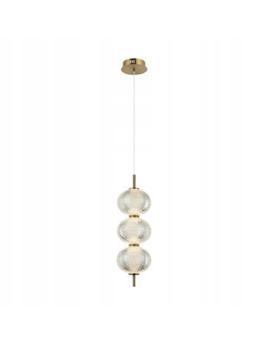 Italux LAZIE — Złota lampa wisząca kryształowa 3-punktowa LED 152 cm do salonu i sypialni