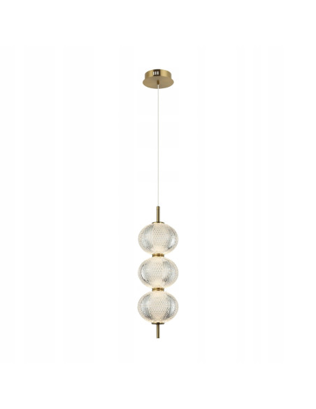 Italux LAZIE — Złota lampa wisząca kryształowa 3-punktowa LED 152 cm do salonu i sypialni