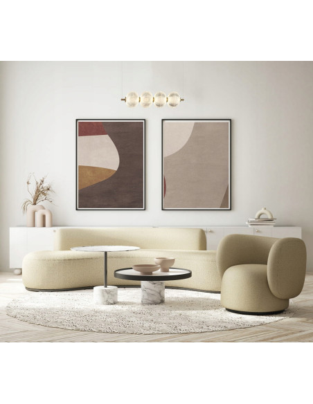 Italux Lazie — Złota lampa wisząca 4-klosze ze szkła ryflowanego, LED 19W, do kuchni i salonu