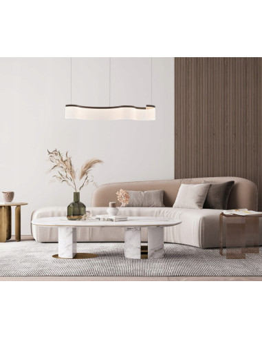 Italux Notar — Elegancka Lampa Wisząca LED Fala 100 cm, Beżowo-Czarna, 31W, 3000K