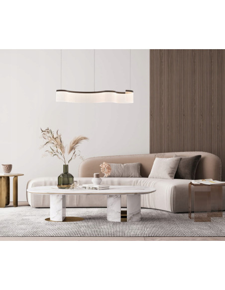 Italux Notar — Elegancka Lampa Wisząca LED Fala 100 cm, Beżowo-Czarna, 31W, 3000K