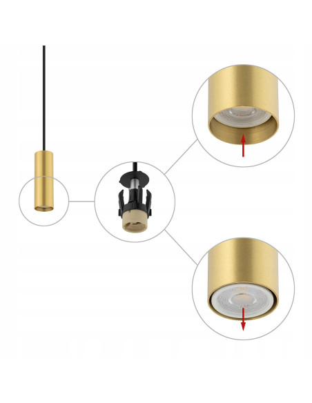 Nowodvorski FOURTY lampa wisząca regulowana mosiądz/czarny GU10 1-punktowa 130 cm MODERN