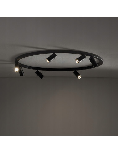 Plafon NOWODVORSKI FOURTY ROUND 7xGU10 czarny, regulowane reflektory, modernistyczny 80-93 cm