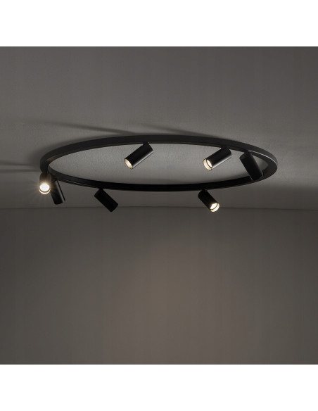 Plafon NOWODVORSKI FOURTY ROUND 7xGU10 czarny, regulowane reflektory, modernistyczny 80-93 cm