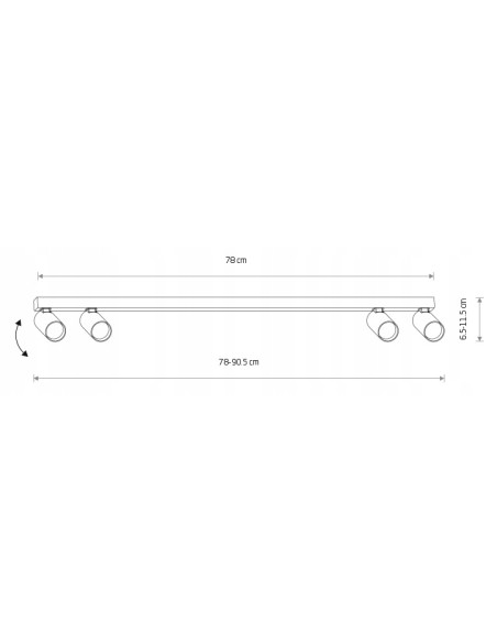 Nowodvorski FOURTY Lampa sufitowa 4xGU10 Umbra szara aluminiowa regulowane reflektory