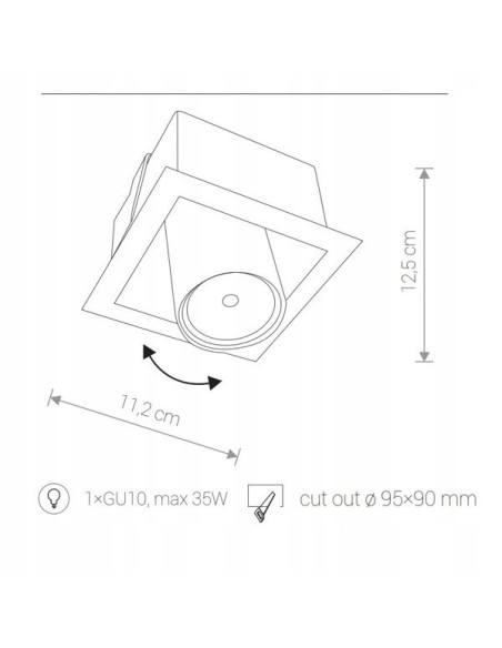 Nowodvorski DOWNLIGHT EYE MOD 8937 – wpust sufitowy czarny GU10, punktowe oświetlenie TV/obrazy 1-pkt