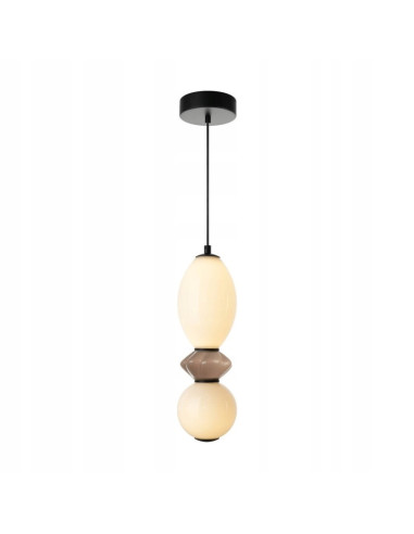 Italux BALOS Lampa wisząca LED 2-pkt 173 cm czarno-beżowa szklano-ceramiczna, ciepłe światło 3000K