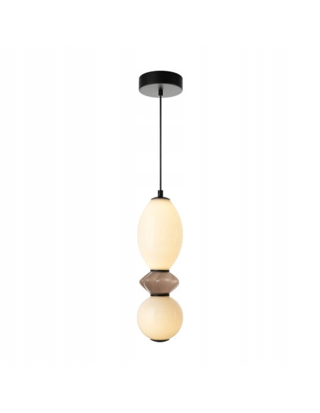 Italux BALOS Lampa wisząca LED 2-pkt 173 cm czarno-beżowa szklano-ceramiczna, ciepłe światło 3000K